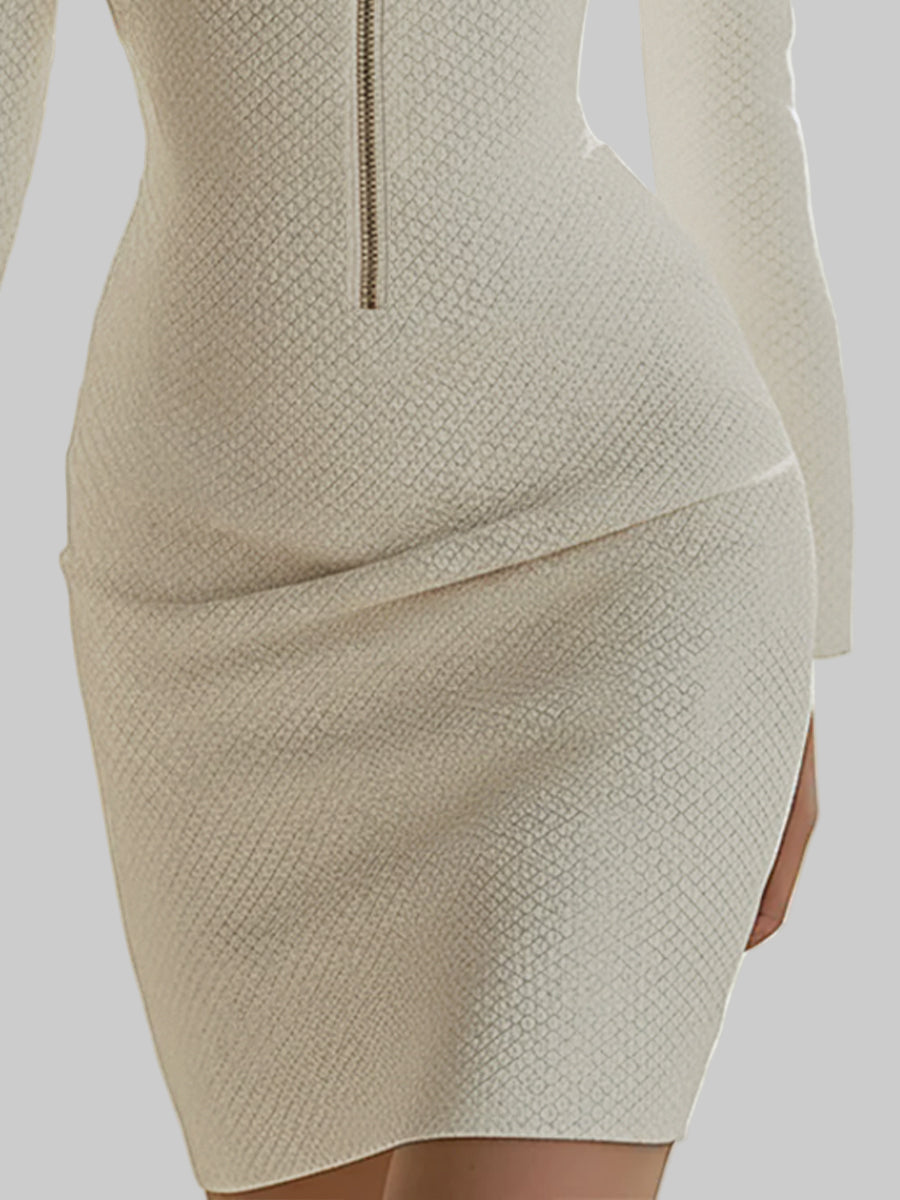 Minikleid aus strukturiertem Leder mit Reißverschluss