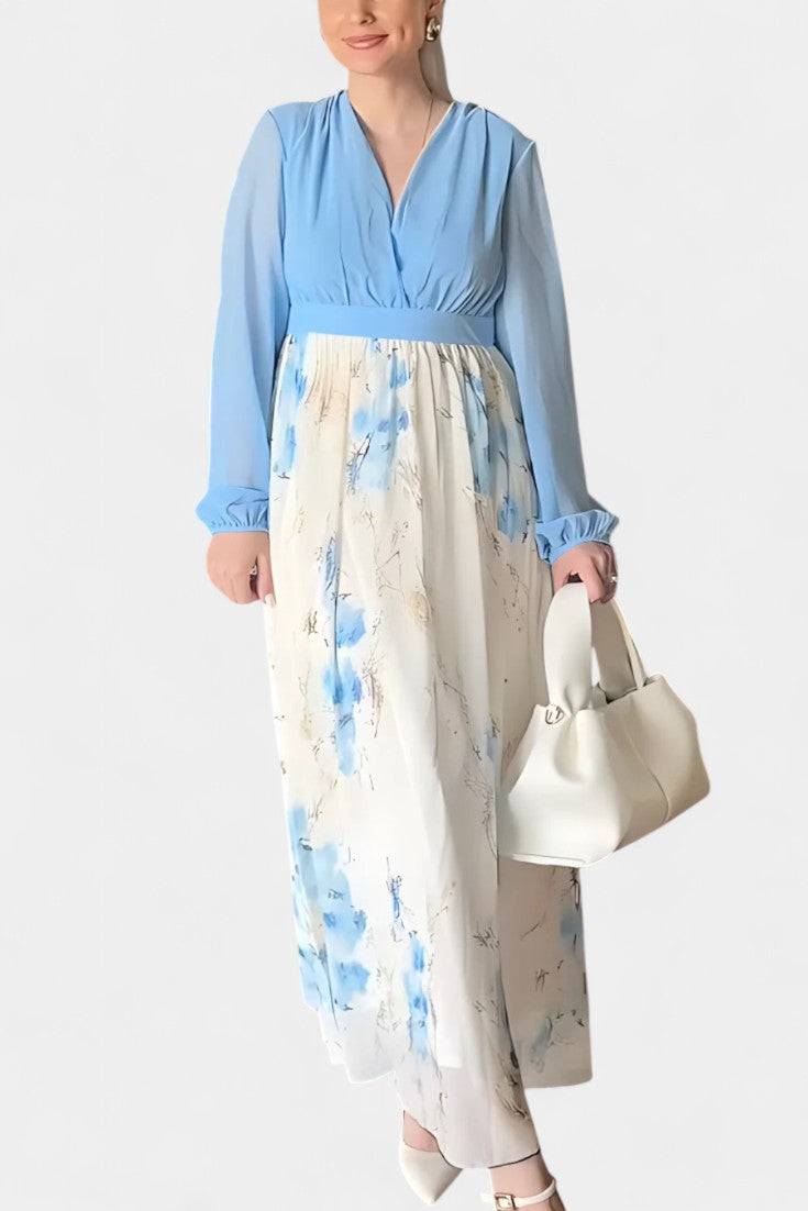 Eliane – Florales Maxikleid für Damen mit V-Ausschnitt – Ansicht 6