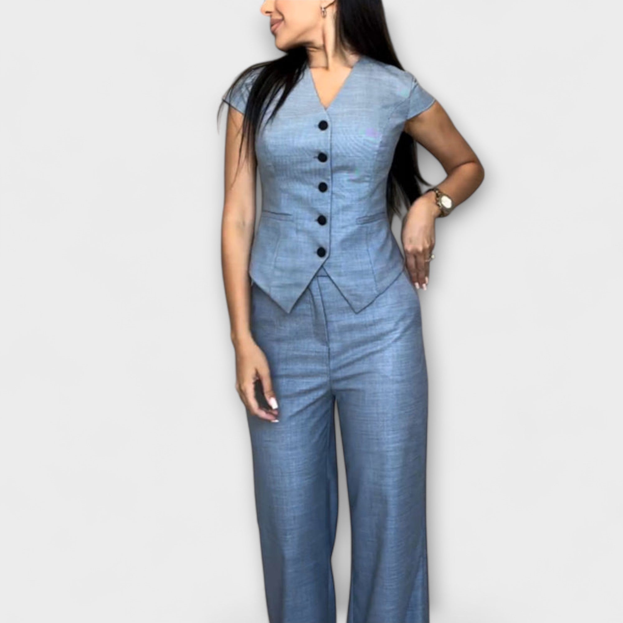 Ivy – Elegantes Set aus V-Ausschnitt und Hose