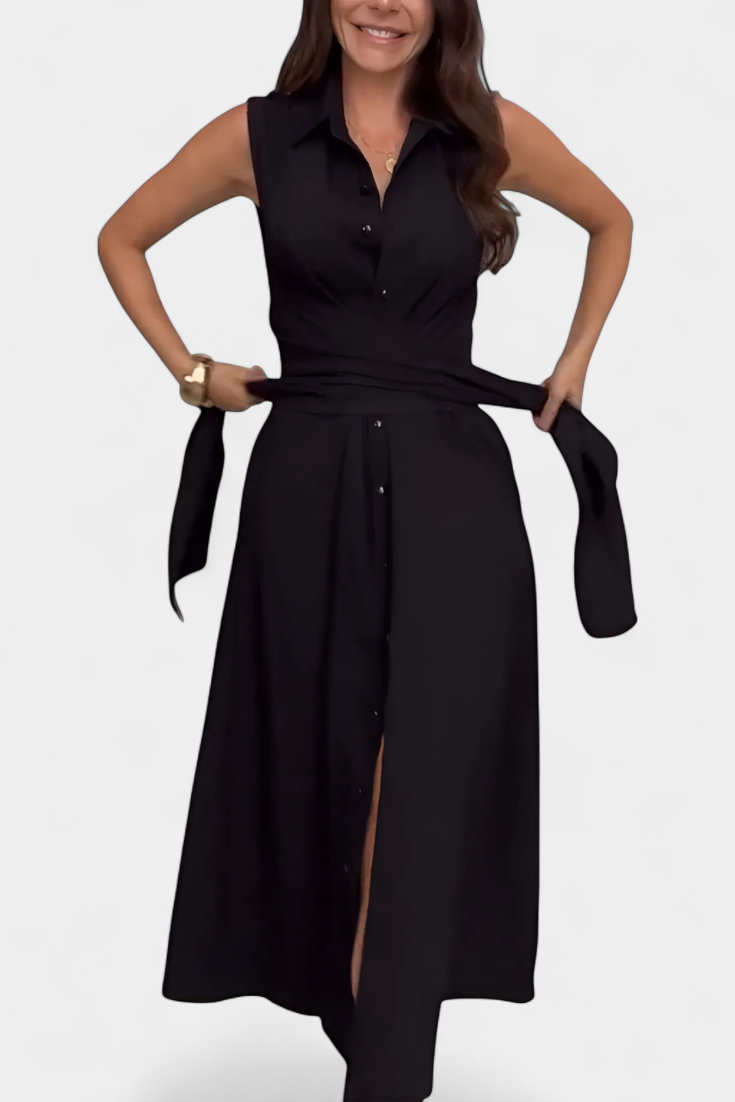 Meryl – Hemdblusenkleid für Damen mit Knöpfen und Gürtel – Ansicht 6