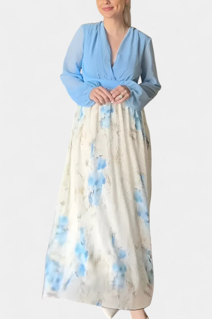 Eliane – Florales Maxikleid für Damen mit V-Ausschnitt – Ansicht 7