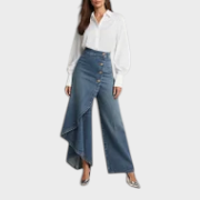 Henny – Hochtaillierte asymmetrische Jeans mit weitem Bein – Ansicht 2