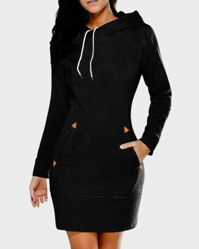 Haven – Kapuzenkleid für Damen aus Baumwollmischung – Ansicht 3