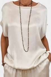 Frühlingshaftes Damen-Set Blasa mit fließender Bluse und weiter Hose – Ansicht 7