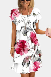 Tamara – Florales Satinkleid für Damen mit Lagen – Ansicht 2