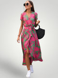 Γυναικείο floral wrap φόρεμα Εύη