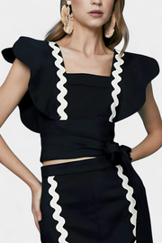 Elegantes Damen-Top Fabiana mit Volants und Kontrastnähten – Ansicht 4