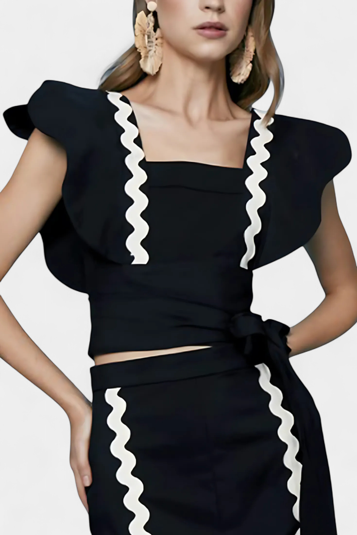 Elegantes Damen-Top Fabiana mit Volants und Kontrastnähten – Ansicht 4