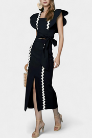Elegantes Damen-Top Fabiana mit Volants und Kontrastnähten – Ansicht 3