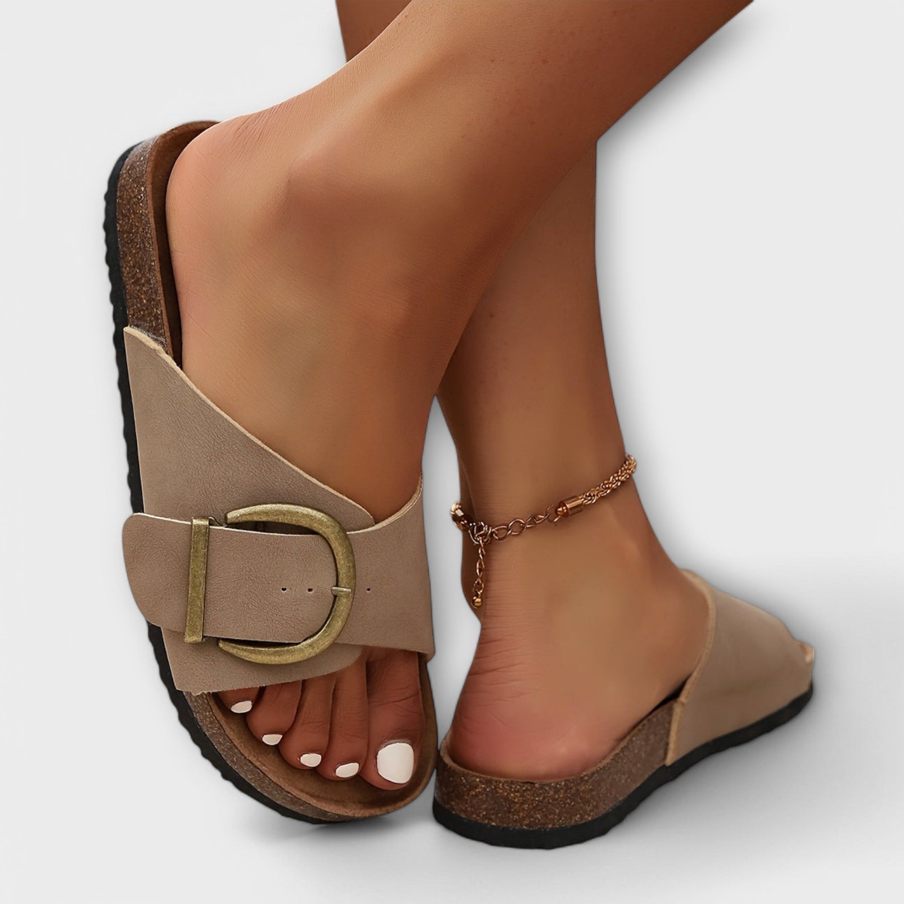 Damensandalen mit verstellbaren Riemen und flacher Sohle – Ansicht 7