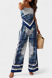 Leonie – Damen-Set mit Bandeau-Top und weiter Hose im Paisleymuster – Ansicht 8