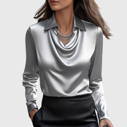 Damenbluse Sylvie mit Glitzer und Plissee-Kragen – Ansicht 3