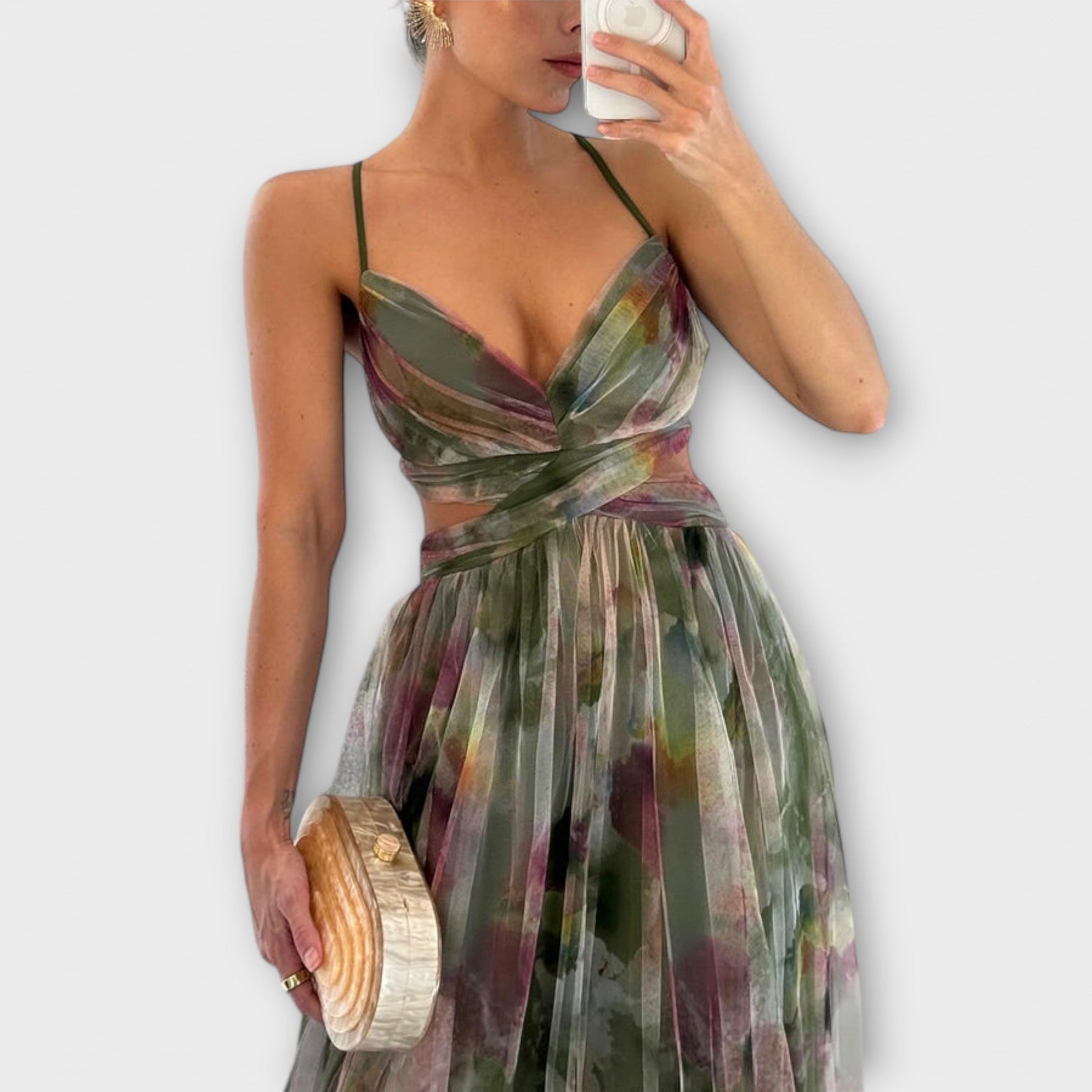 Luftiges Maxikleid für Damen mit Muster und schmalen Trägern – Ansicht 7