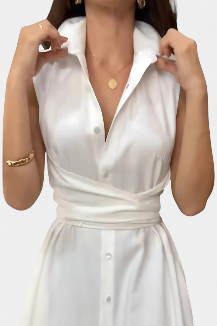 Meryl – Hemdblusenkleid für Damen mit Knöpfen und Gürtel – Ansicht 10
