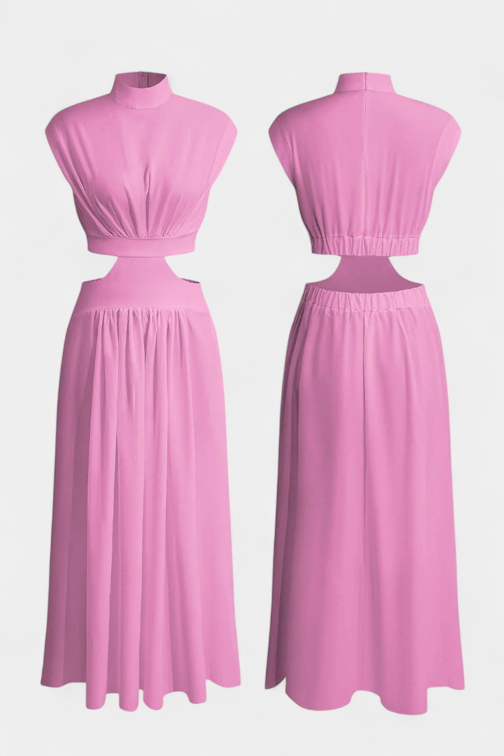 Jocelyn – Kleid-Set für Damen mit hohem Ausschnitt und Seitenschlitz – Ansicht 3