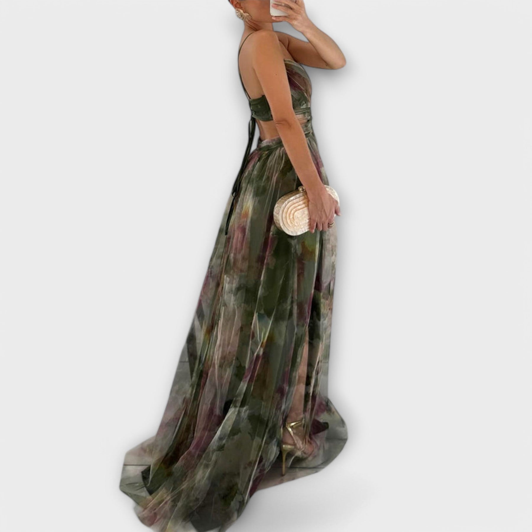 Luftiges Maxikleid für Damen mit Muster und schmalen Trägern – Ansicht 6