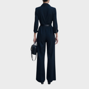 Maristella – Doppellagiger Jumpsuit für Damen mit Gürtel und weitem Bein – Ansicht 2