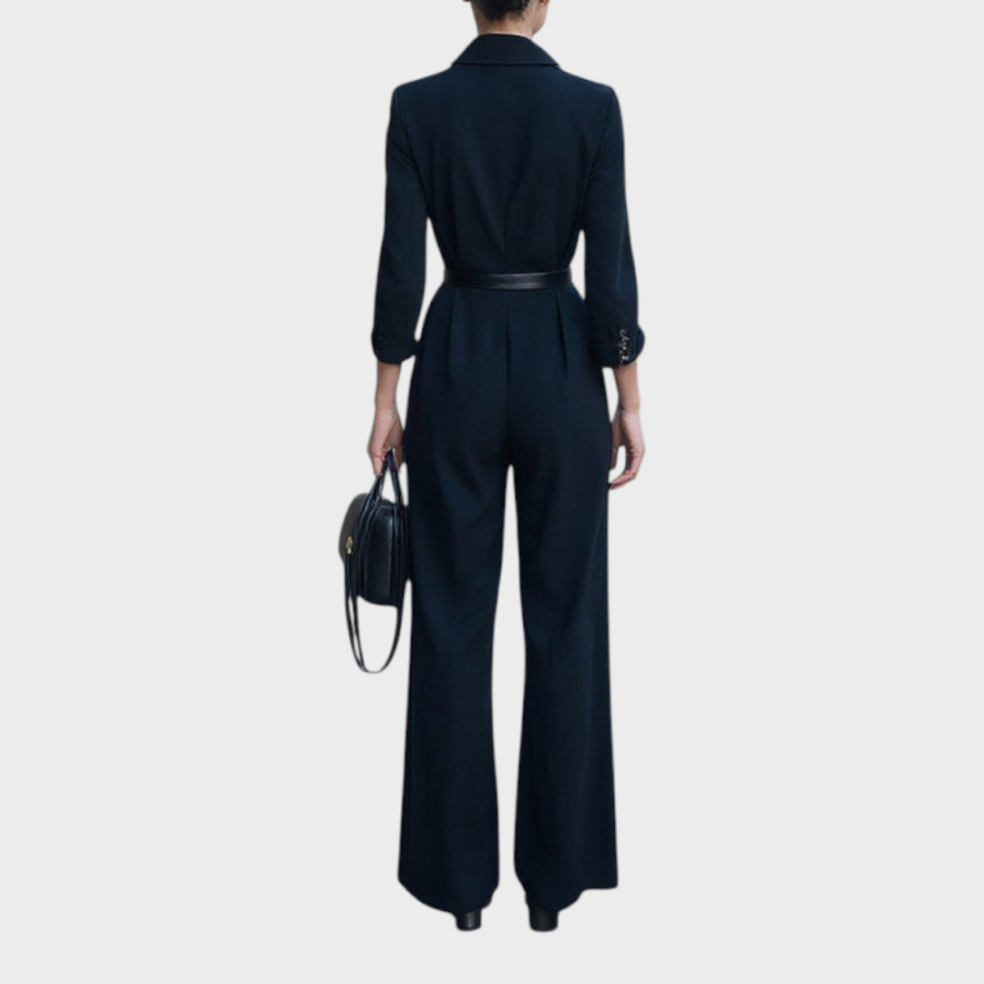 Maristella – Doppellagiger Jumpsuit für Damen mit Gürtel und weitem Bein – Ansicht 2