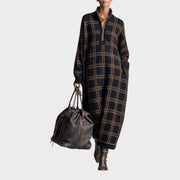 Damen-Maxikleid Vassia aus Wolle mit lockerer Passform und Reißverschluss