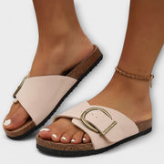 Damensandalen mit verstellbaren Riemen und flacher Sohle – Ansicht 4