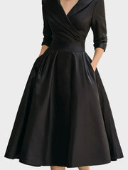 Bella – Satin-Midikleid mit drapiertem Kragen im Retro-Stil – Ansicht 3