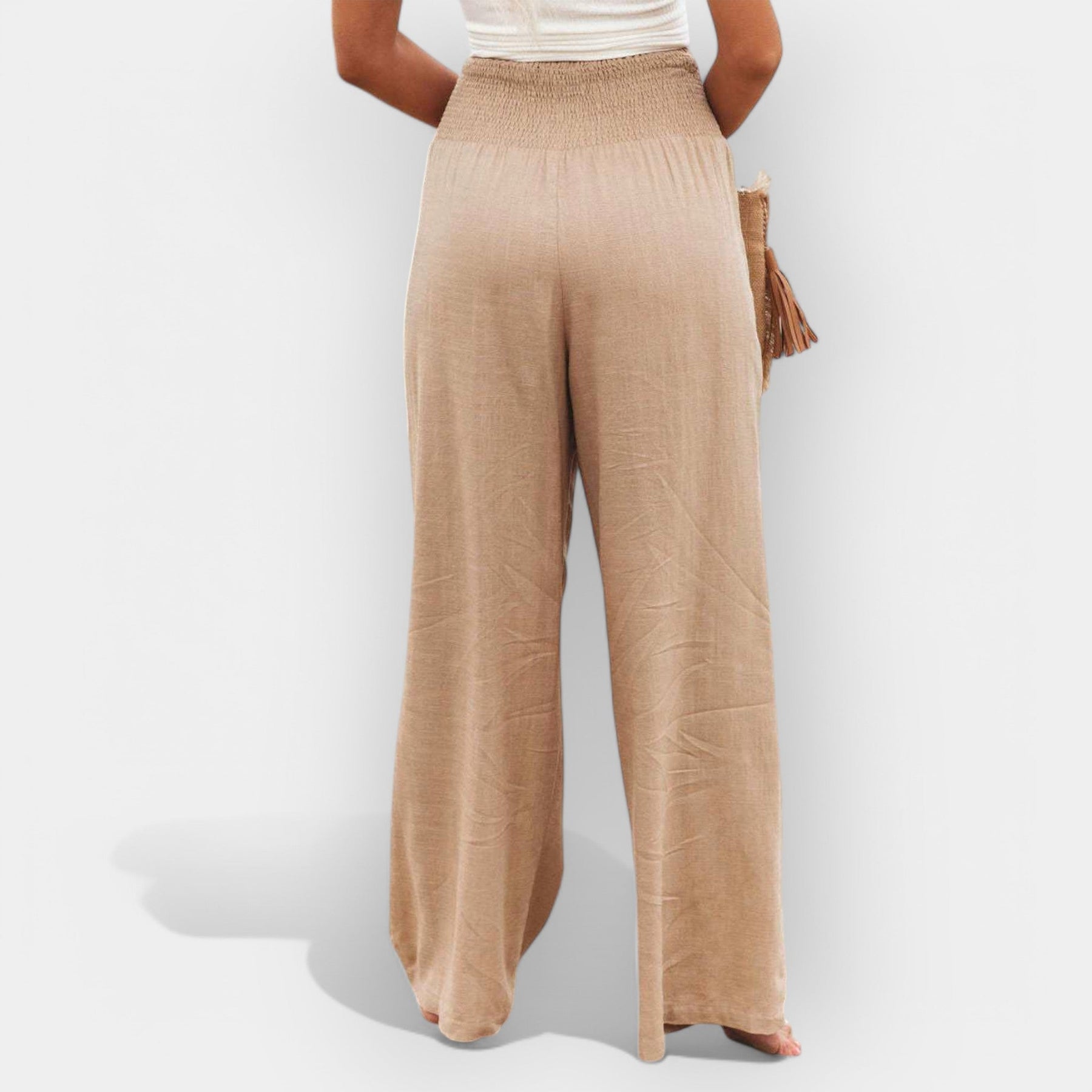 Bequeme Hose für Damen mit weitem Bein und elastischem Bund – Ansicht 3