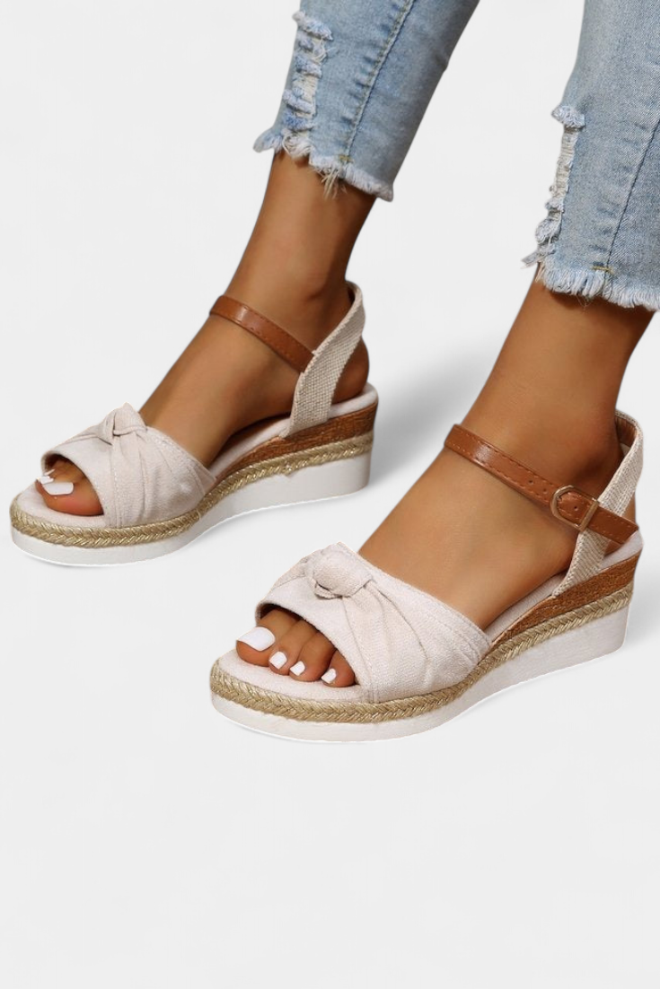 Damen-Plateausandalen Loura mit Schleife und Seilsohle – Ansicht 2