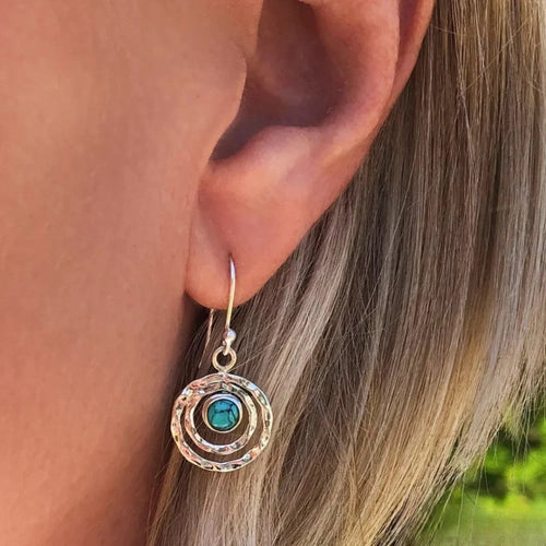 Γυναικεία boho σκουλαρίκια Saturno με τουρκουάζ πέτρα