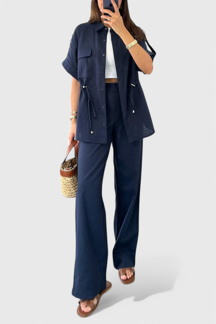 Lani – Lockeres zweiteiliges Damen-Set mit Hemd und gerader Hose