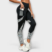 High-Waist-Leggings für Damen mit Leopardenmuster und Netzeinsatz – Ansicht 7