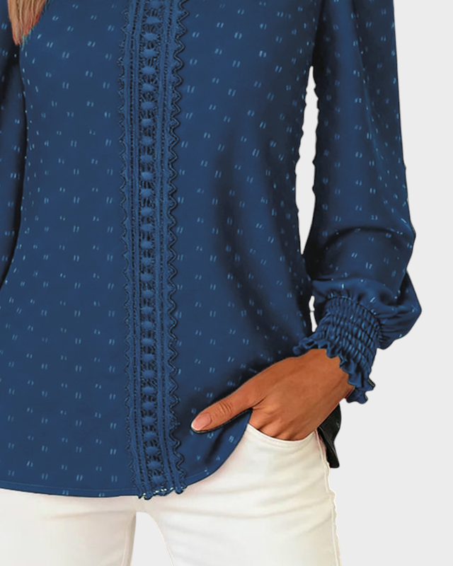Lilibeth – Damenbluse mit Rundhalsausschnitt und Puffärmeln – Ansicht 6