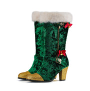 Grace – Festliche Samtstiefel für Damen in Grün