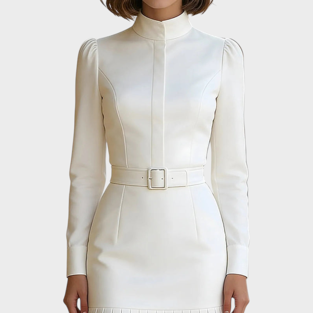 Allyson – Midikleid mit Stehkragen und Gürtel
