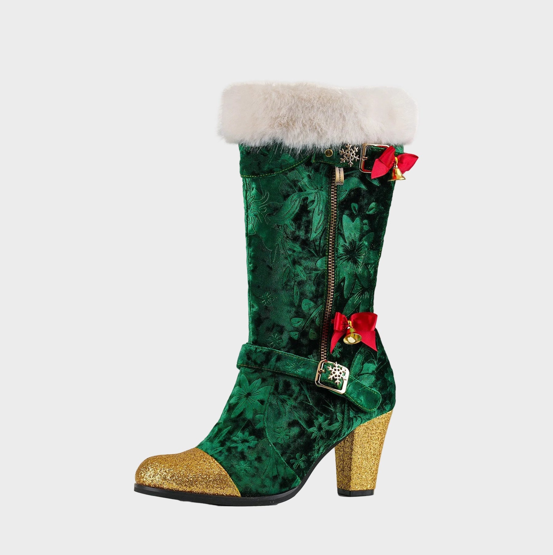 Grace – Festliche Samtstiefel für Damen in Grün – Ansicht 6