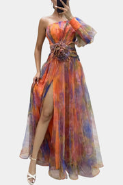 Damen-One-Shoulder-Maxikleid Amelie mit drapiertem Rock – Ansicht 5