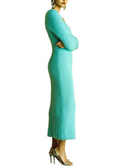 Kim – Gestricktes Maxikleid aus Mohair mit One-Shoulder-Ausschnitt und Laternenärmeln