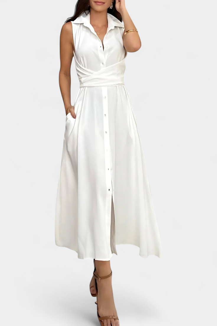 Meryl – Hemdblusenkleid für Damen mit Knöpfen und Gürtel – Ansicht 11