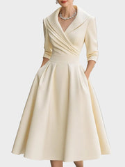 Bella – Satin-Midikleid mit drapiertem Kragen im Retro-Stil – Ansicht 13