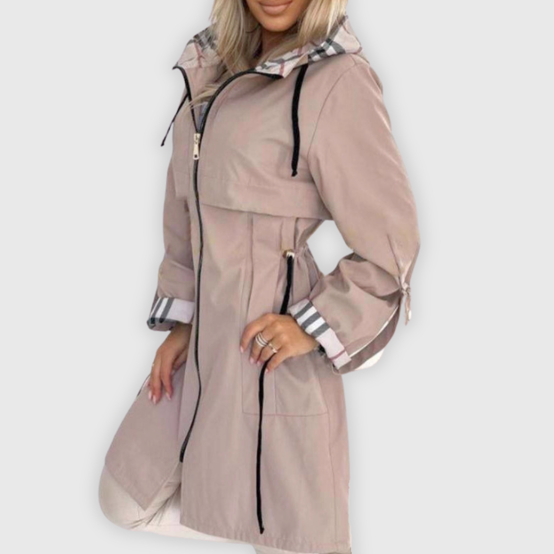 Lange Kapuzenjacke für Damen mit eleganten Details – Ansicht 4
