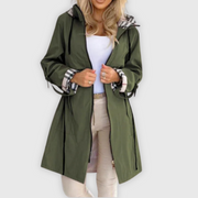 Lange Kapuzenjacke für Damen mit eleganten Details – Ansicht 3