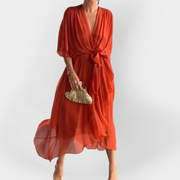 Monika – Luftiges Chiffonkleid für Damen mit V-Ausschnitt – Ansicht 10