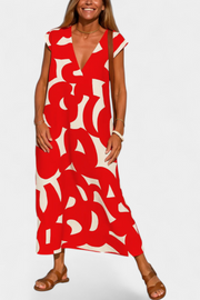 Asela – Lässiges Damenkleid mit V-Ausschnitt und Mustermix – Ansicht 5