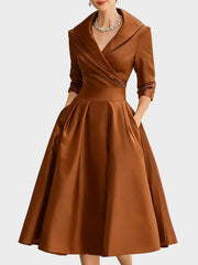 Bella – Satin-Midikleid mit drapiertem Kragen im Retro-Stil – Ansicht 15