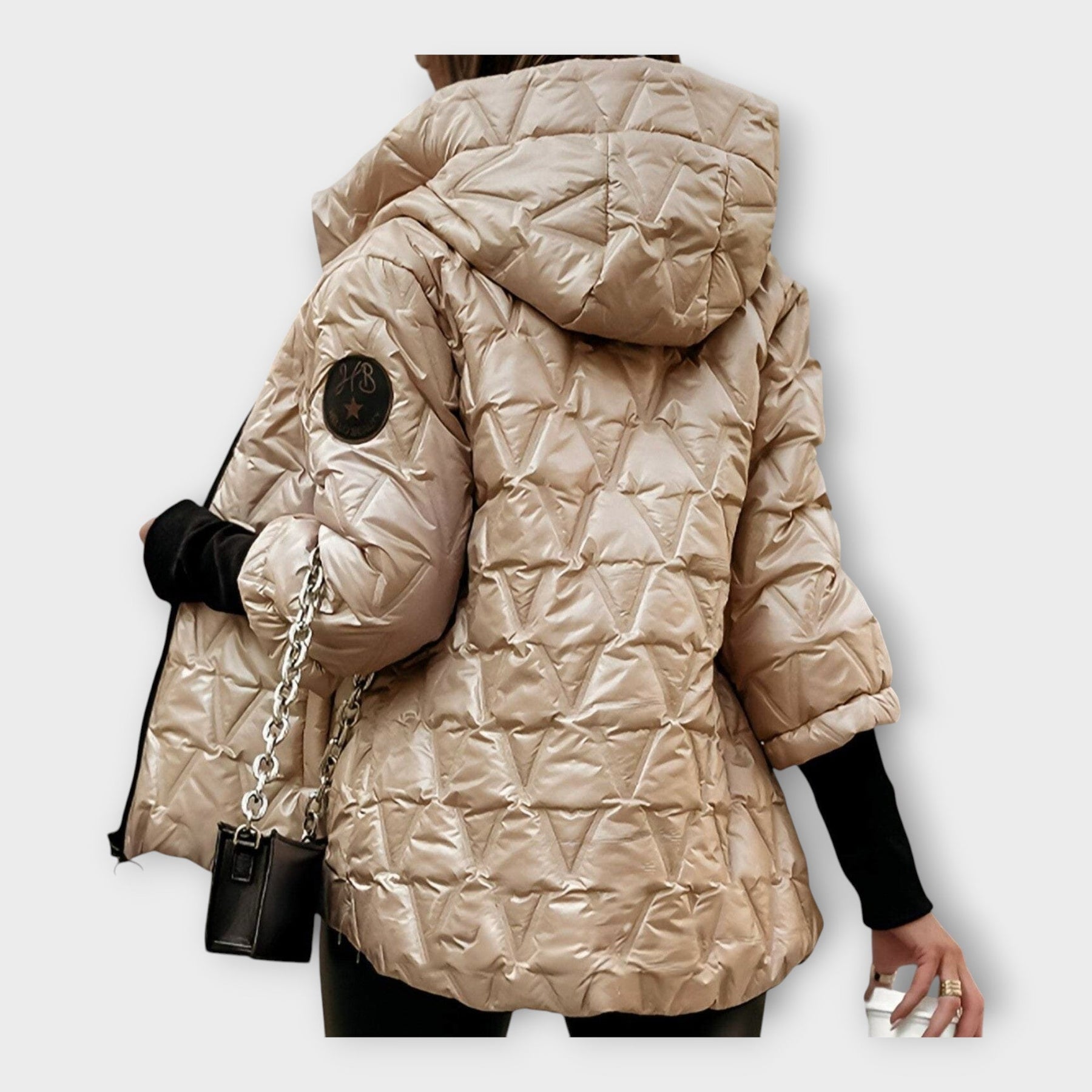 Elegante gesteppte Damenjacke mit Kapuze – Ansicht 4