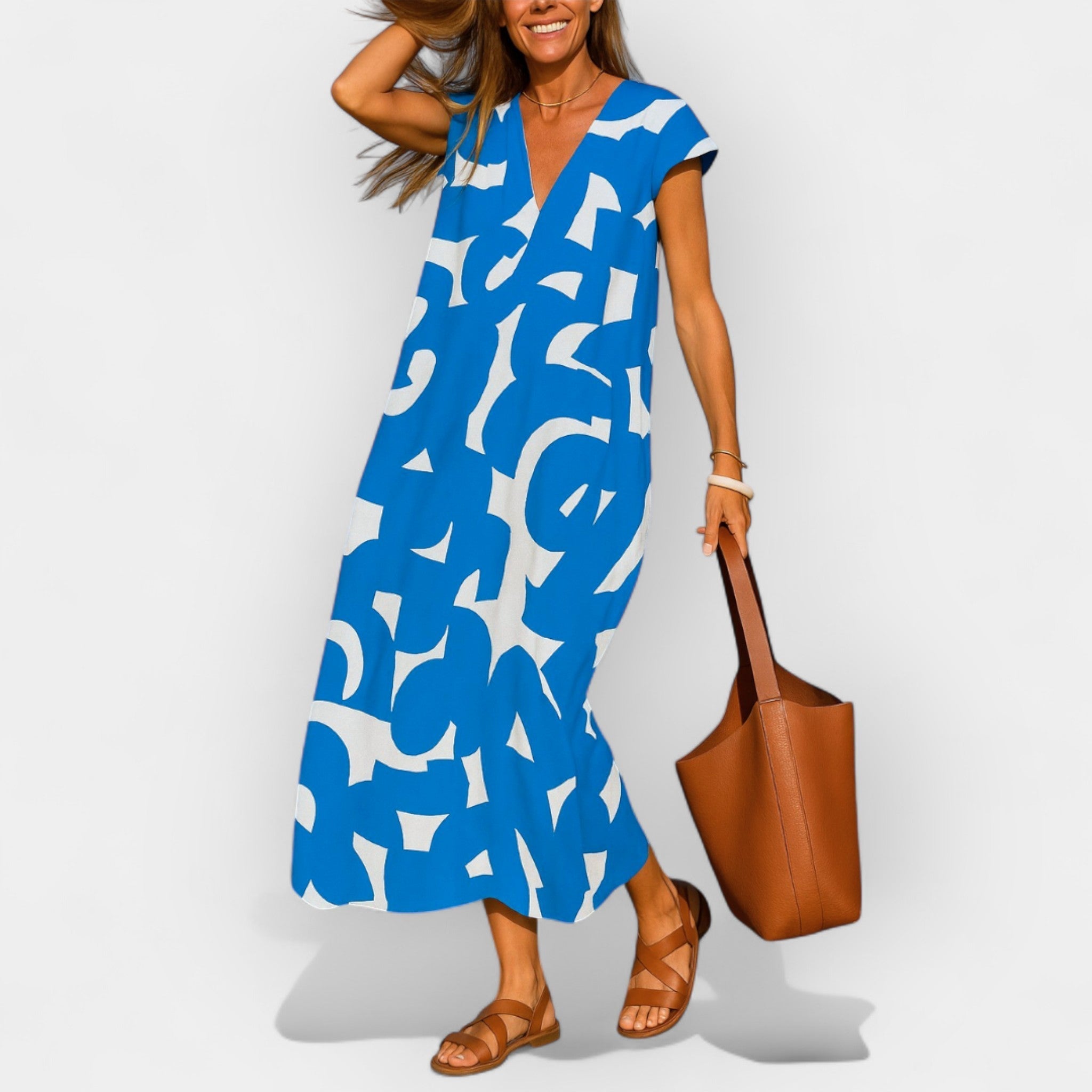 Luftiges Kleid mit V-Ausschnitt und modernem Design