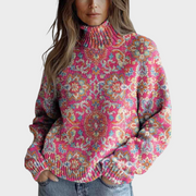 Annabelle – Retro-Rollkragenpullover für Damen mit Blumenmuster