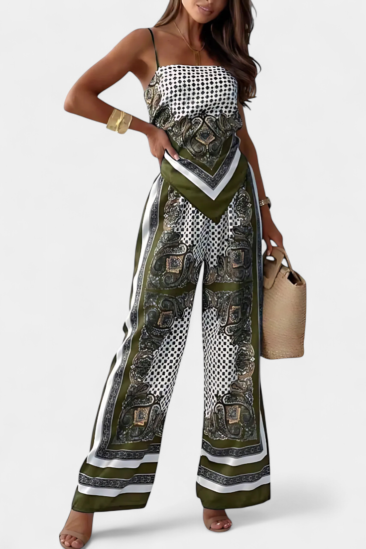 Leonie – Damen-Set mit Bandeau-Top und weiter Hose im Paisleymuster – Ansicht 3