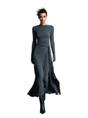 Belle – Graues Wickel-Maxikleid mit Knoten