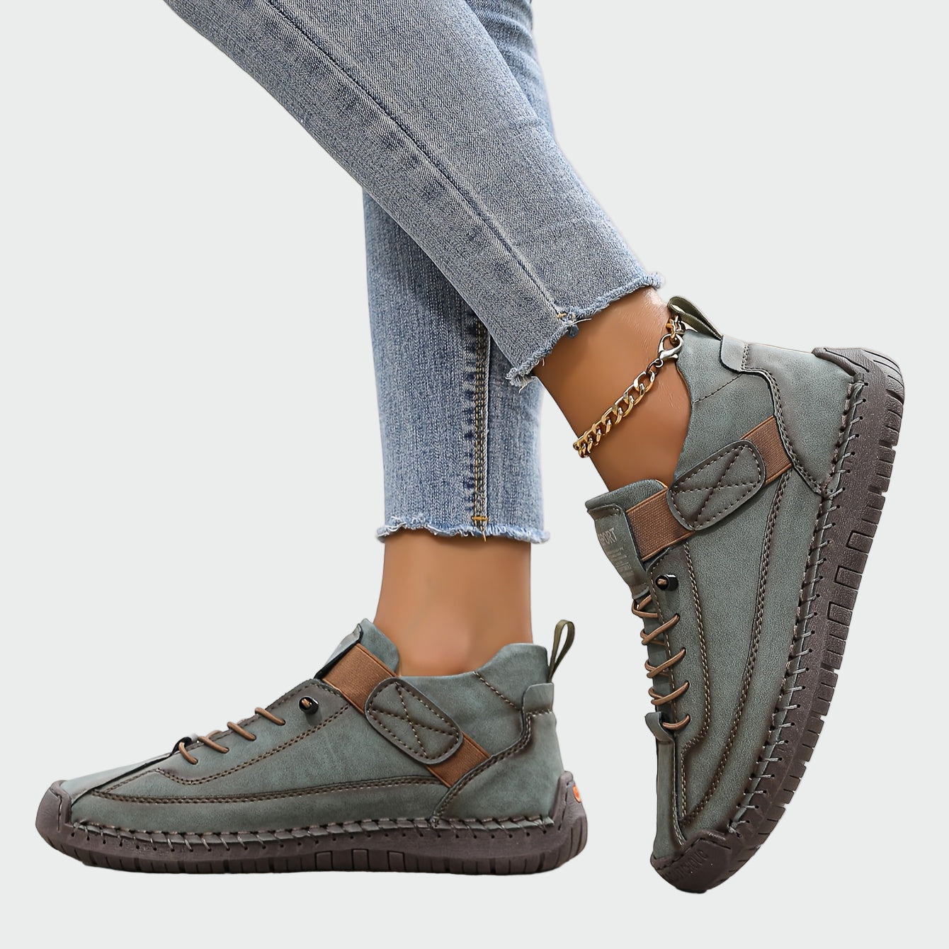 Lässige Damen-Sneaker in Grau und Grün