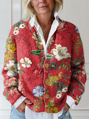 Chloe – Strickjacke für Damen mit Vintage-Blumenmuster